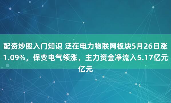 配资炒股入门知识 泛在电力物联网板块5月26日涨1.09%，保变电气领涨，主力资金净流入5.17亿元