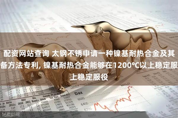 配资网站查询 太钢不锈申请一种镍基耐热合金及其制备方法专利, 镍基耐热合金能够在1200℃以上稳定服役