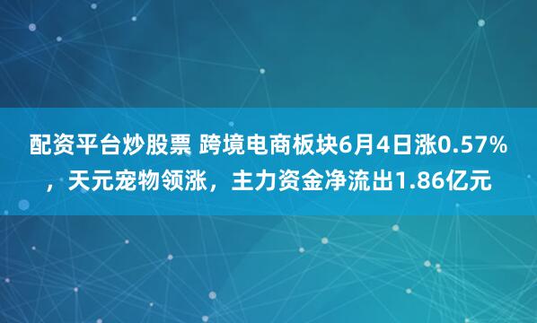配资平台炒股票 跨境电商板块6月4日涨0.57%，天元宠物领涨，主力资金净流出1.86亿元